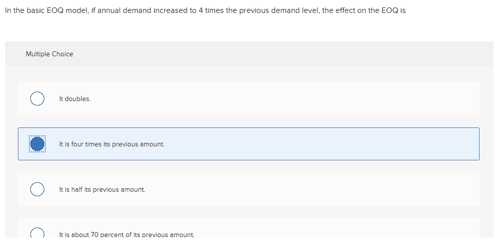The last answer option is: It increases by about