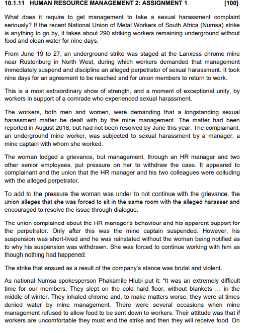 10.1.11 HUMAN RESOURCE MANAGEMENT 2: ASSIGNMENT 1