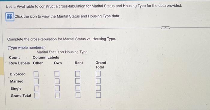 Use a PivotTable to construct a cross-tabulation