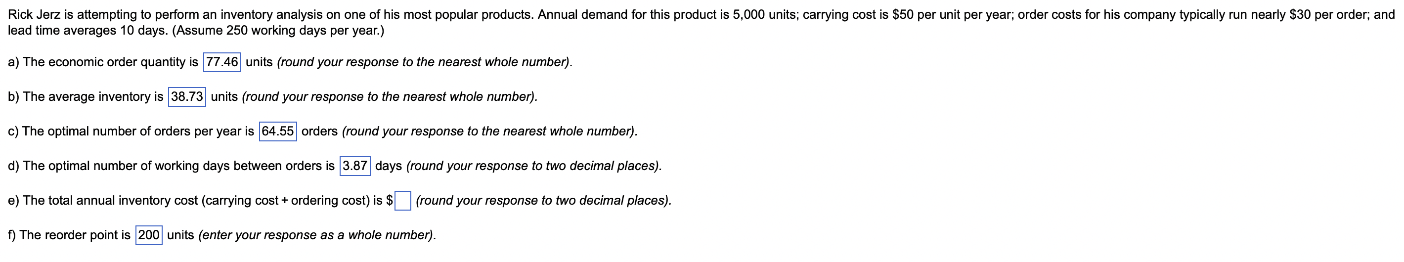 Rick Jerz is attempting to perform an inventory