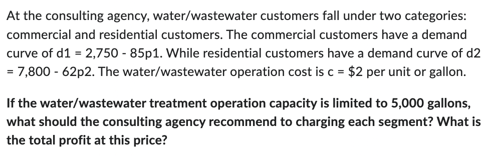 At the consulting agency, water/wastewater