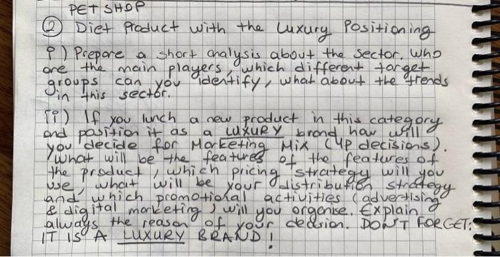 PET SHOP Diet product with the luxury positioning