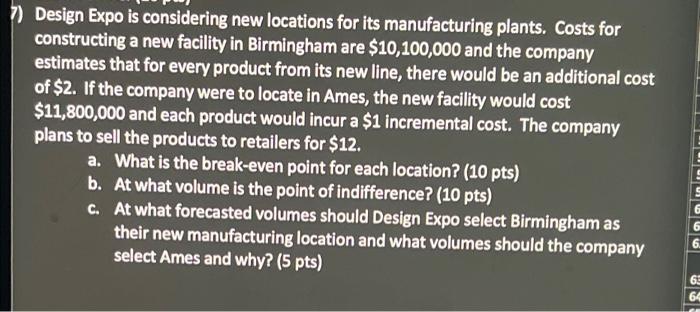 please show all work in excell 7) Design Expo is