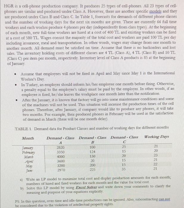 HGR is a cell-phone production company. It