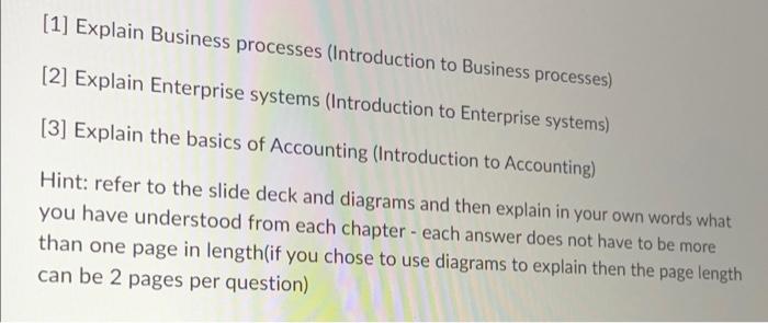 [1] Explain Business processes (Introduction to