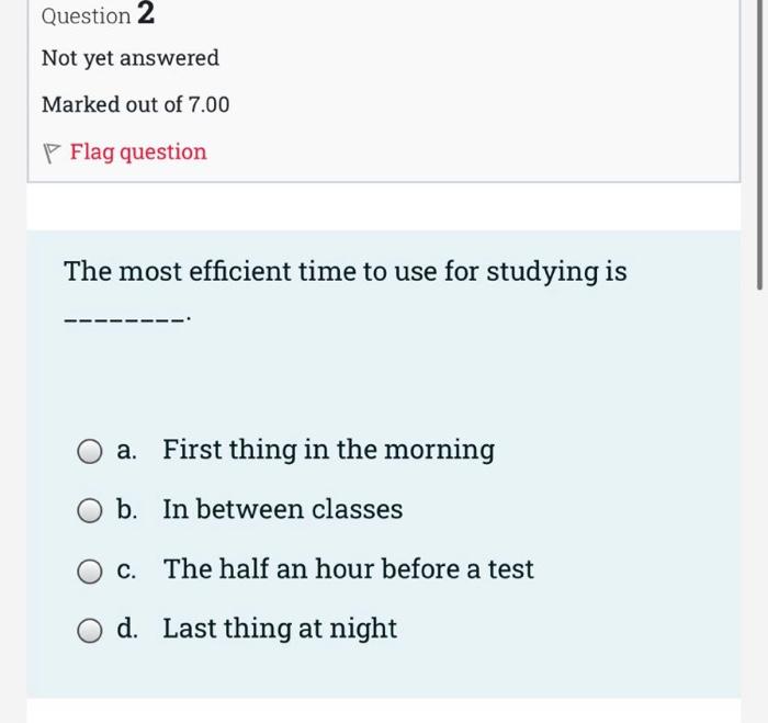 Question 2 Not yet answered Marked out of 7.00