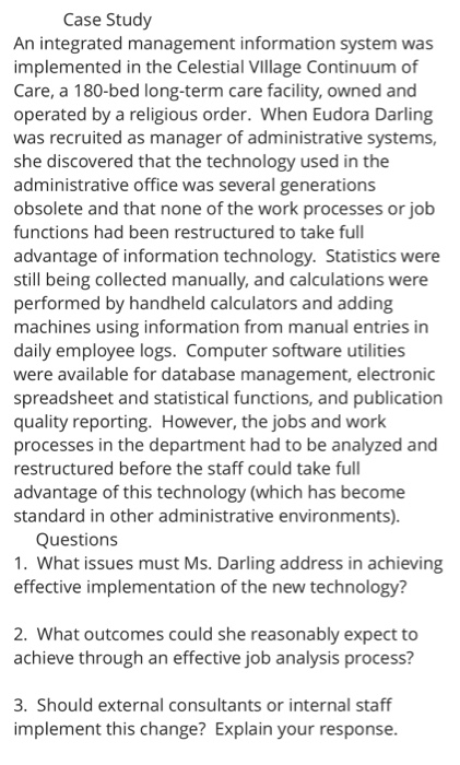 Case Study An integrated management information