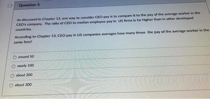 Question 5 As discussed in Chapter 13, one way to