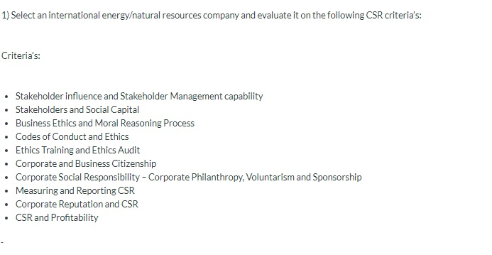 1) Select an international energyatural