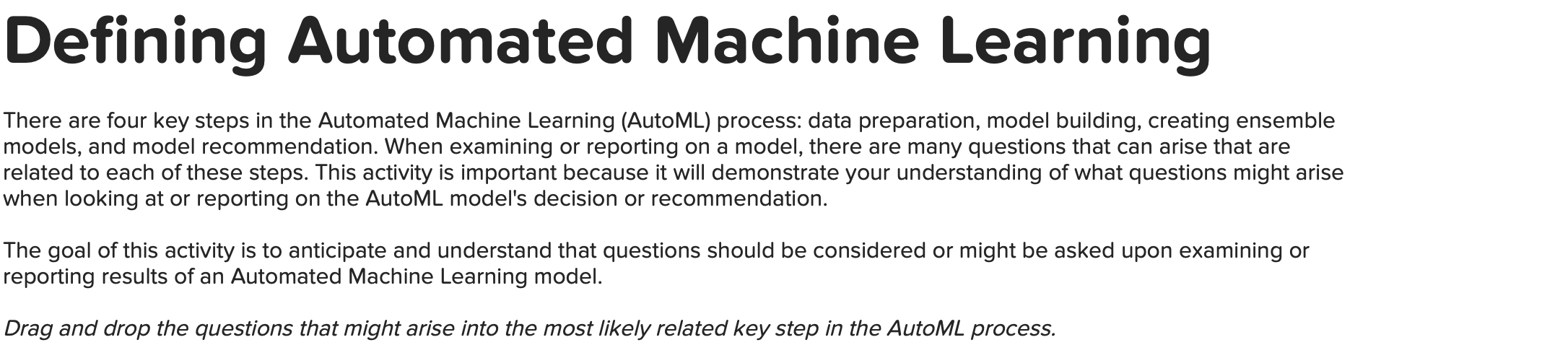 Defining Automated Machine Learning