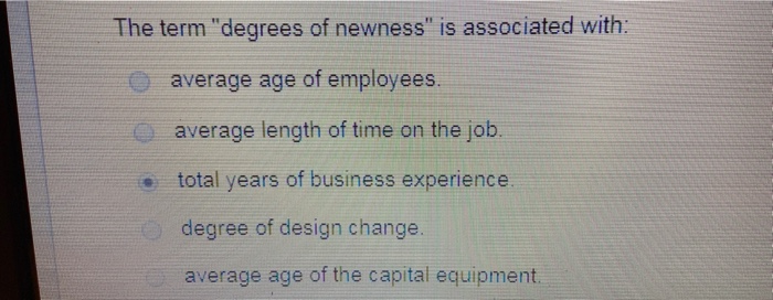The term "degrees of newness" is associated with: