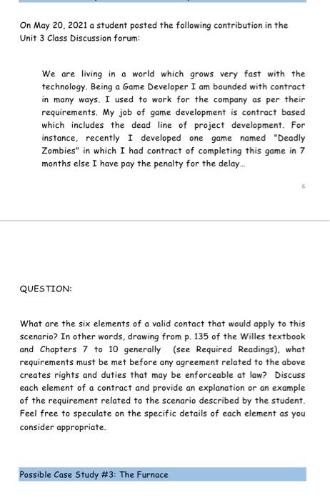 On May 20, 2021 a student posted the following