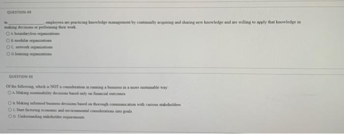 QUESTION employees specting knowledge management