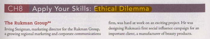 300 words CH8 Apply Your Skills: Ethical Dilemma