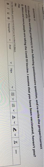 marketing research QUESTION ! 17) Identity the