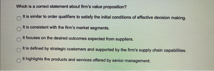 Which is a correct statement about firm's value