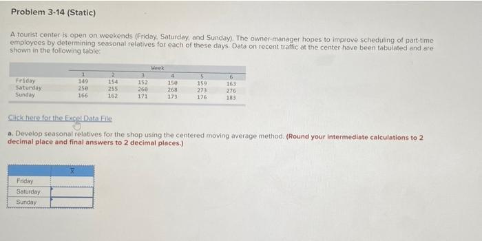 A tourist center is open on weekends (Friday.