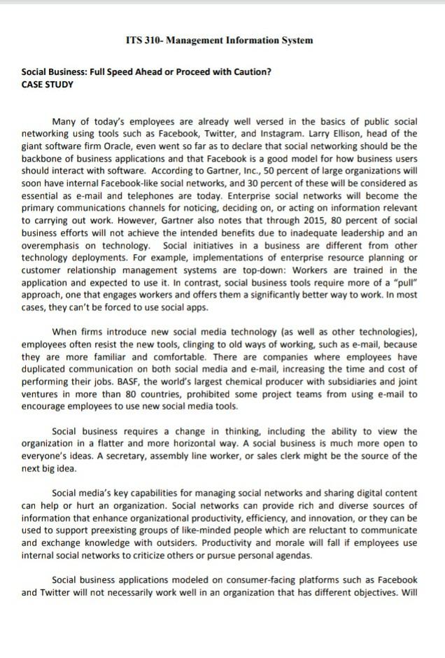 ITS 310- Management Information System Social