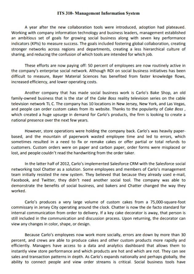 ITS 310- Management Information System Social