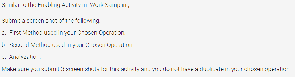 Time Study Similar to the Enabling Activity in