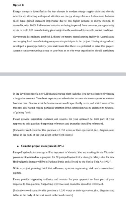 Option B Energy storage is identified as the key