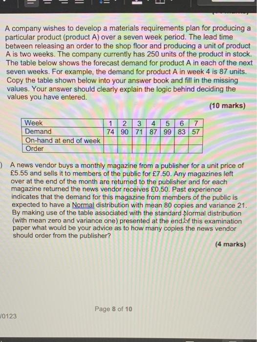 E A company wishes to develop a materials