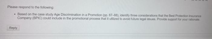 please only answer based on case study age