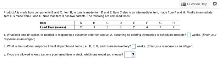 Item 2 1 E 2 F 4 G 7 H 2 Question Help Product
