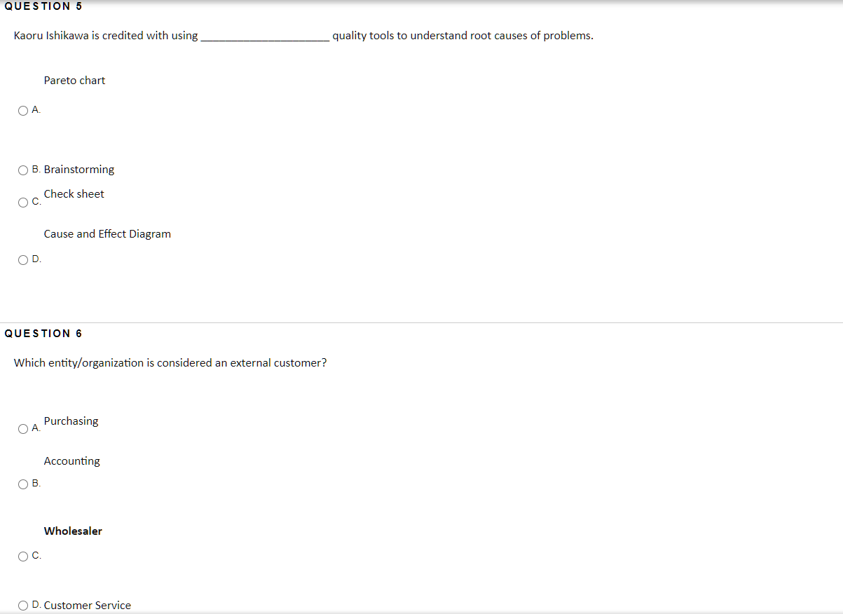 QUESTION 1 The international standard for quality