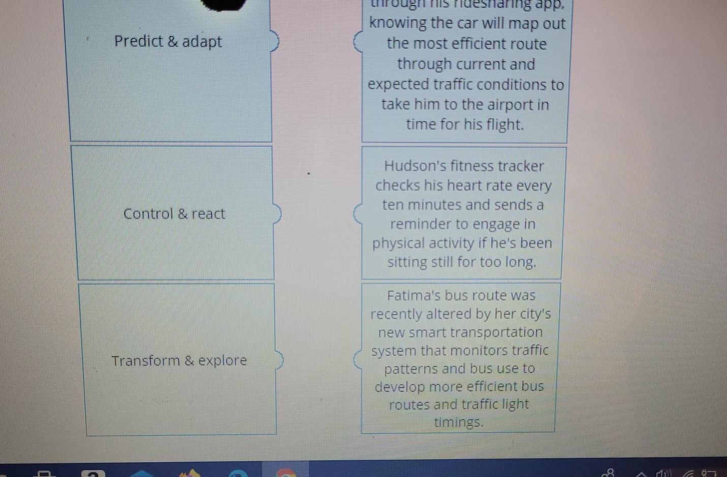 Blue boxes need to be matched left to right,