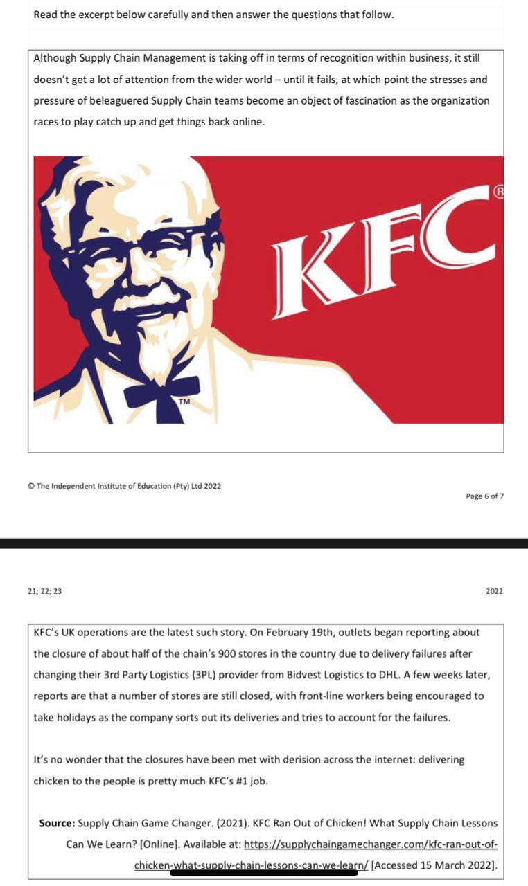 Read the excerpt below carefully and then answer