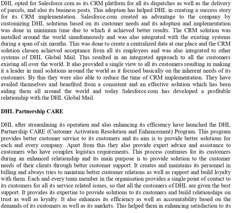 DHL is known as one of the best companies in the