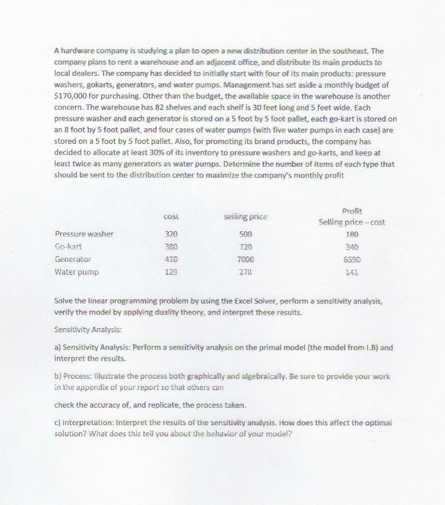 A hardware company is studying a plan to open a