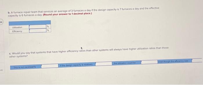 Determine the utilization and efficiency for each