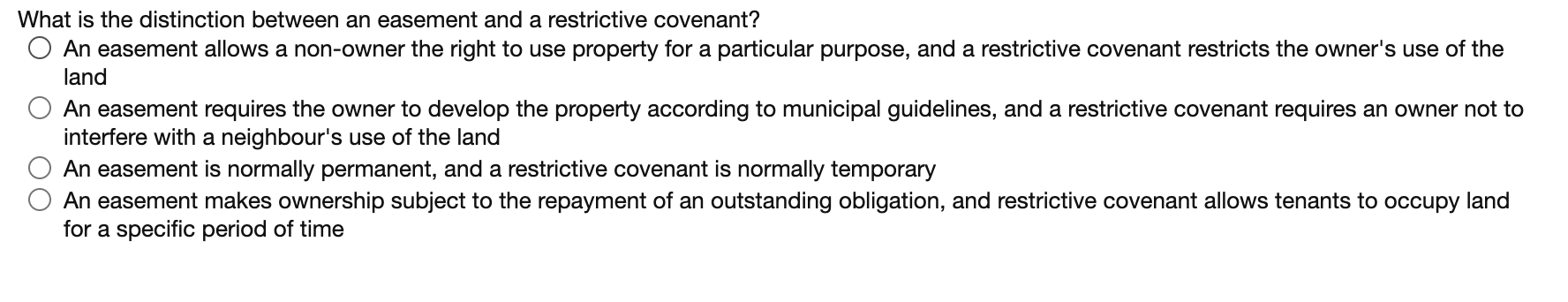 What is the distinction between an easement and a