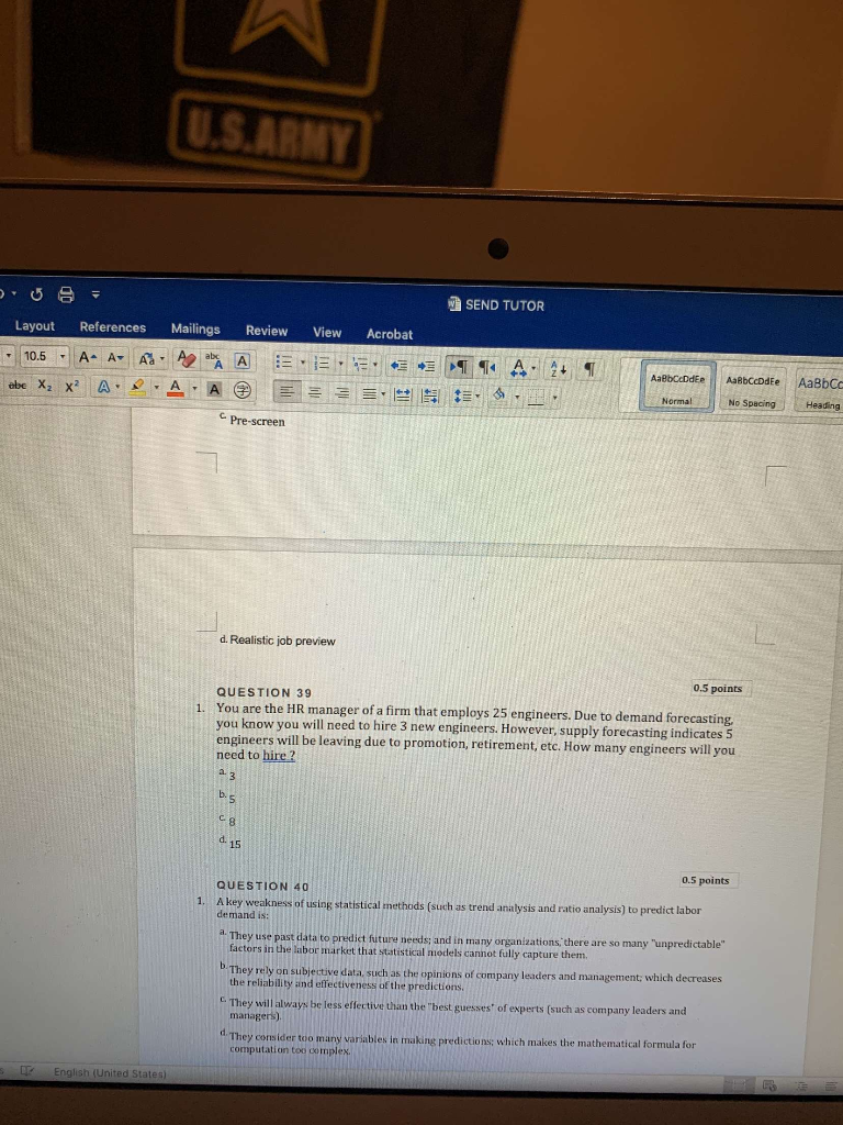 U.S.ARNY SEND TUTOR Layout References 10.5 A A A