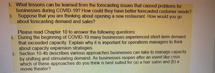 1. What lessons can be learned from the