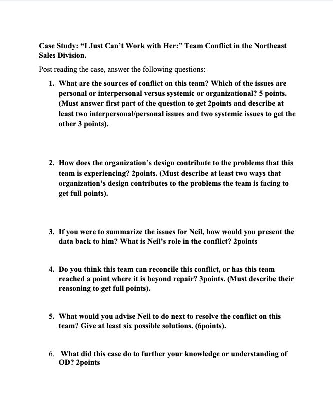 Case Study 3: 1 Just Can't Work With Her: Team