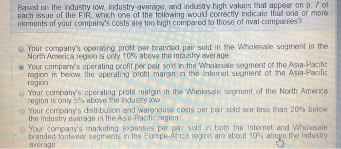 Based on the industry-low, industry-average, and