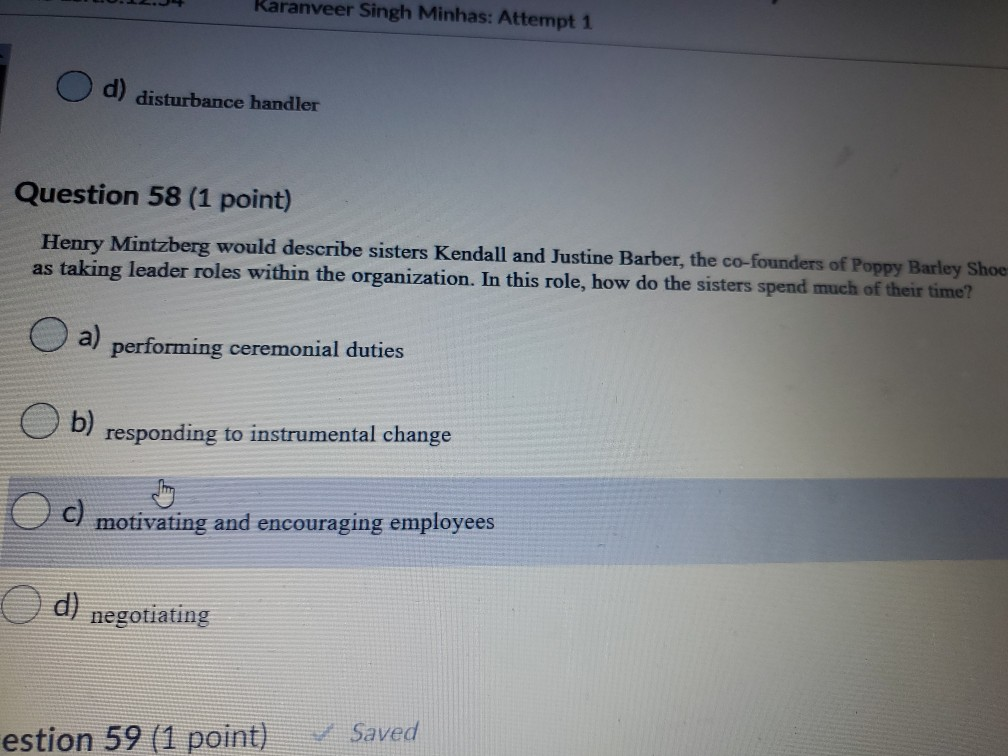 Karanveer Singh Minhas: Attempt 1 d) disturbance