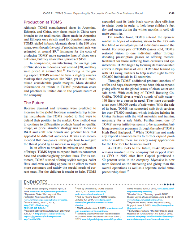 - What are TOMS Shoes key Issues? - Include a