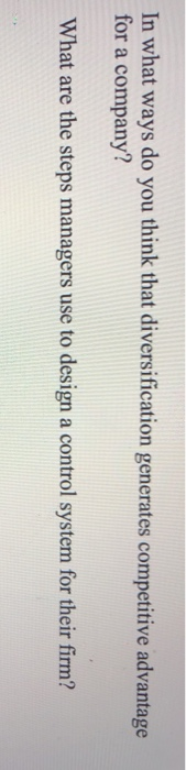 In what ways do you think that diversification