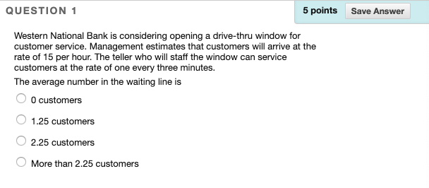 QUESTION 1 5 points Save Answer Western National