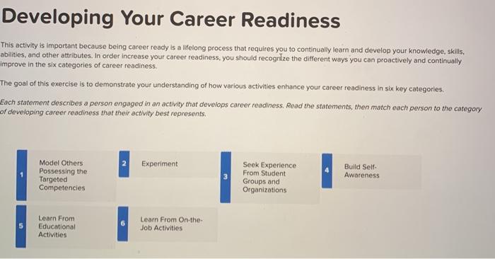 Developing Your Career Readiness This activity is