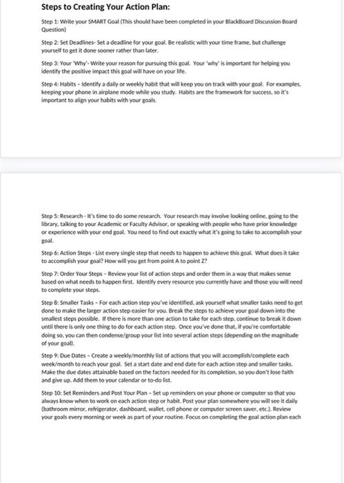 Steps to Creating Your Action Plan: Step 2: Write