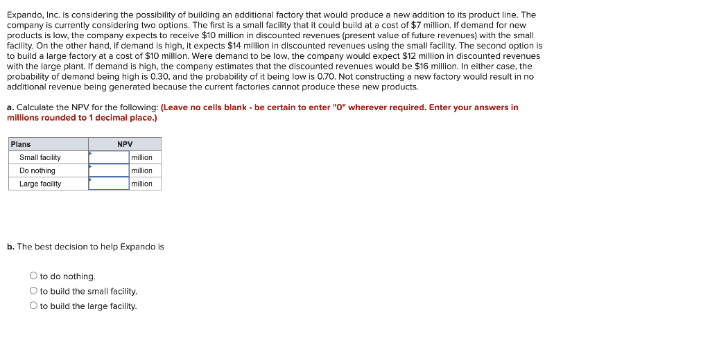 Expando, Inc. is considering the possibility of