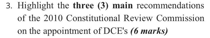 3. Highlight the three (3) main recommendations