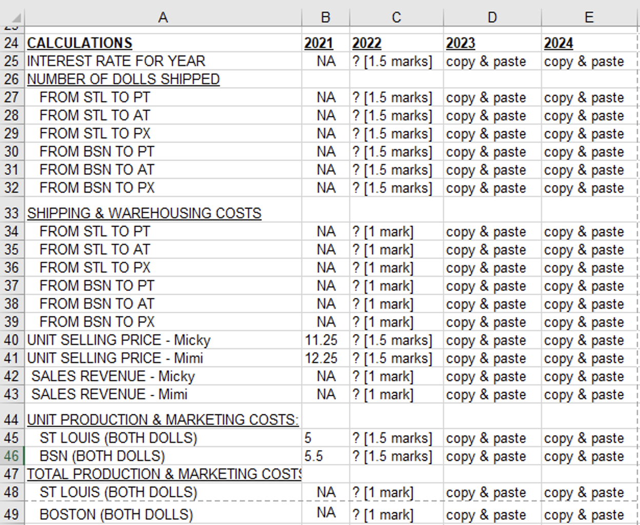 Question1 (40 marks) Refer to Table 1. Write the