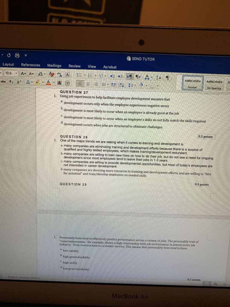SEND TUTOR Mailings View Acrobat Layout
