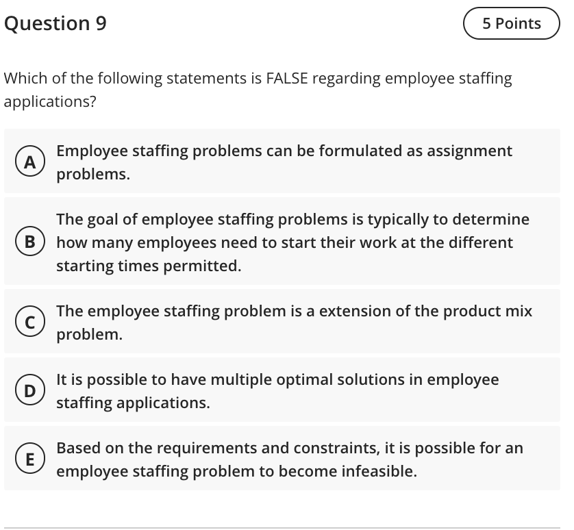 Question 6 5 Points Use this information to